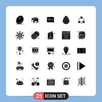 Group of 25 Modern Solid Glyphs Set for organization flow communication daily nature Editable Vector Design Elements