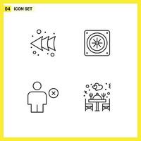 Mobile Interface Line Set of 4 Pictograms of arrow human computer avatar dinner Editable Vector Design Elements