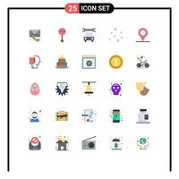 User Interface Pack of 25 Basic Flat Colors of begin location sound marine air Editable Vector Design Elements