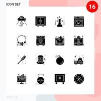 16 iconos creativos signos y símbolos modernos de archivo página escolar segura laboratorio elementos de diseño vectorial editables vector