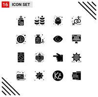 16 Universal Solid Glyphs Set for Web and Mobile Applications bottle information flower info symbolism Editable Vector Design Elements