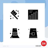 Pictogram Set of 4 Simple Solid Glyphs of toothbrush autumn analytics hat cap Editable Vector Design Elements