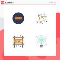4 Flat Icon concept for Websites Mobile and Apps delete motel remove decoration bulb Editable Vector Design Elements