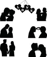 Couple in love silhouette isolated on white background vector