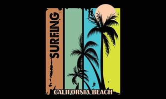 ilustración de diseño de camiseta de playa hawaii de california paraíso de surf. ilustración de vector de tipografía de playa de verano de california y diseño colorido.