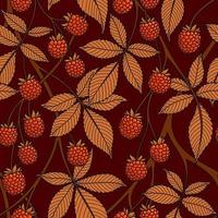 BURGUNDY SEAMLESS VECTOR BACKGROUND WITH RED BLACKBERRY FRUITS