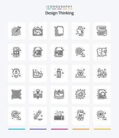 Creative Design Thinking 25 OutLine icon pack  Such As message. chat. arrange. idea. brainstorming vector