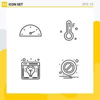 Stock Vector Icon Pack of 4 Line Signs and Symbols for gauge launch cold browser block Editable Vector Design Elements