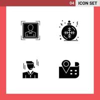 Group of 4 Solid Glyphs Signs and Symbols for user manager profile image snowflake man Editable Vector Design Elements