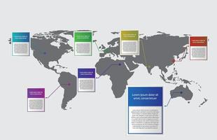 plantilla infográfica de tema de carpeta cuadrada moderna y colorida con mapa mundial, vector infográfico de presentación