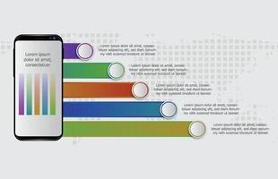 plantilla infográfica del tema del gráfico de columnas con teléfono de tableta móvil, vector infográfico de presentación