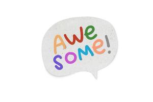 Word awesome in chat box paper cut style background photo