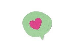 Heart shape sign or love in chat box paper cut style background photo