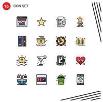 Set of 16 Modern UI Icons Symbols Signs for directory fire list camping bonfire Editable Creative Vector Design Elements