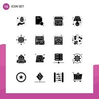 Modern Set of 16 Solid Glyphs and symbols such as server internet buy table lamp Editable Vector Design Elements