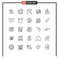 25 Universal Line Signs Symbols of hat mirror font comb white cells Editable Vector Design Elements