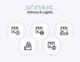 Delivery And Logistic Line Icon Pack 5 Icon Design. goods. box. logistic. paper. document vector