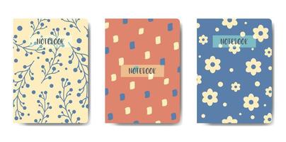 Notebook, diary covers set. Abstract and floral design vector