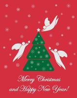 Merry Christmas horizontal greeting card. vector