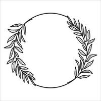 black outline with circular invitation leaf decoration vector