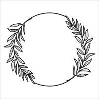 black outline with circular invitation leaf decoration vector