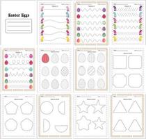 Easter Eggs Tracing Worksheets vector