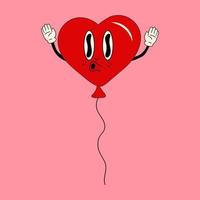 Balloon. 30s cartoon mascot character 40s, 50s, 60s old animation style.Valentine's Day concept vector