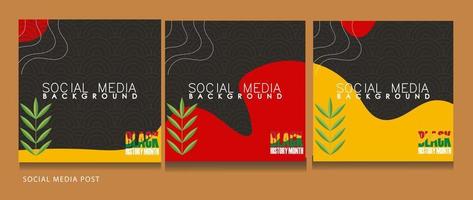 un conjunto de carteles de redes sociales para el evento del mes de la historia negra. vector