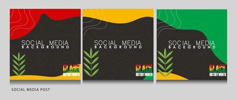 un conjunto de carteles de redes sociales para el evento del mes de la historia negra. vector