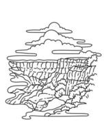 Mather Point on South Rim of Grand Canyon National Park Arizona Monoline Line Art Drawing vector