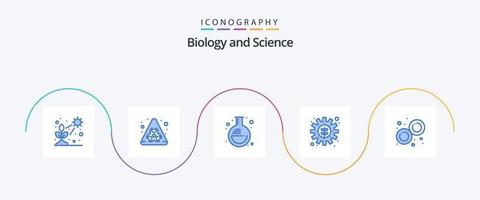paquete de iconos de biología azul 5 que incluye laboratorio. entorno. experimento. planta. medioambiente vector