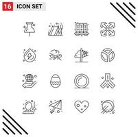 Pack of 16 Modern Outlines Signs and Symbols for Web Print Media such as air water knowledge spring maximize Editable Vector Design Elements