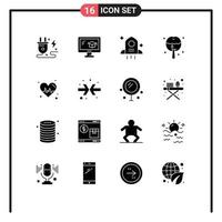 conjunto de 16 iconos de interfaz de usuario modernos símbolos signos para flecha corazón cohete dieta postre elementos de diseño vectorial editables vector