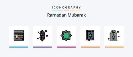 Ramadan Line Filled 5 Icon Pack Including muslim. art. moon. muslim. pray. Creative Icons Design vector