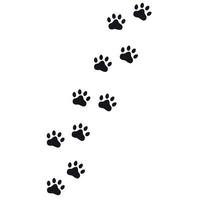 Silhouette of cat paws. Paw prints. The dog and cat puppy icon. Traces of a pet. The puppy's paws are highlighted on a white background vector