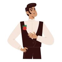 novio en la boda, ilustración de estilo plano vector