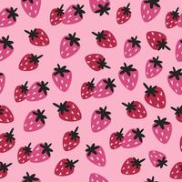 Seamless pattern with magenta strawberries in a flat style vector