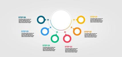 infografía de círculo vectorial, diagrama de ciclo, gráfico, gráfico de presentación. concepto de infografía empresarial con 6 opciones, partes y pasos. procesos infográficos de negocios. concepto creativo para infografía vector