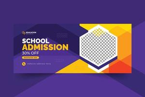 School admission web banner and social media banner template vector