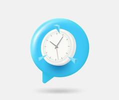 Speech cloud with clock. 3d vector isolated illustration