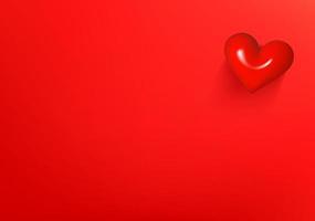 Vector wallpaper with red heart. 3d vector background with copy space