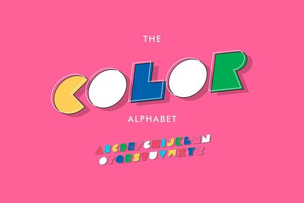 colorful alphabet design. cartoon alphabet style. cute typography