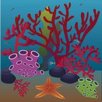 Flora and fauna of the underwater world. Vector illustration.