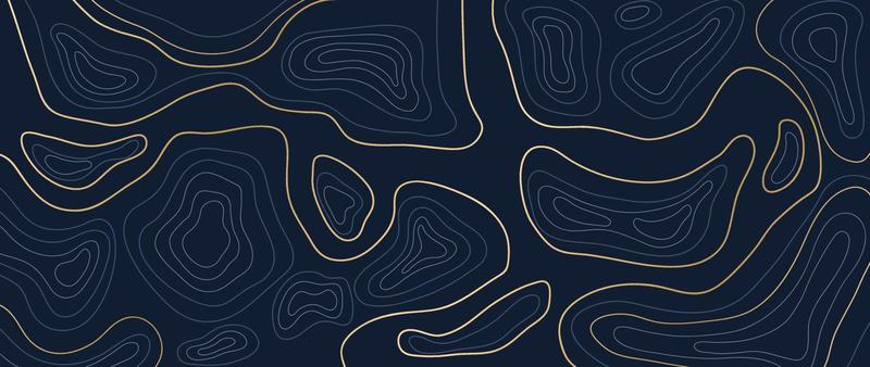 Luxury gold abstract line art background vector. Mountain topographic terrain map background with gold lines texture. Design illustration for wall art, fabric, packaging, web, banner, app, wallpaper.
