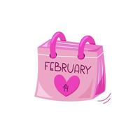 Calendar for Valentines day. February 14 date. Pink Tear-off calendar for greeting cards vector