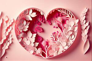 love, Valentine's day. February 14th. Paper cut style 3D ai generated art photo