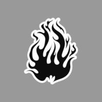 Hand drawn fire illustration in sticker. silhouette of flames for design element. vector