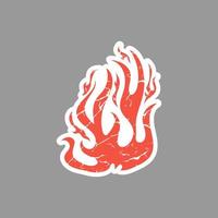 Hand drawn fire illustration on black background for element design. silhouette of flames for design element. vector