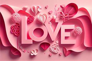 love, Valentine's day. February 14th. Paper cut style 3D ai generated art photo