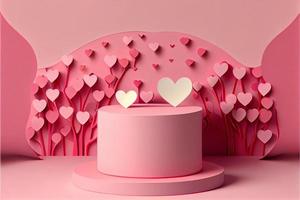 love, Valentine's day. February 14th. Paper cut style 3D ai generated art photo